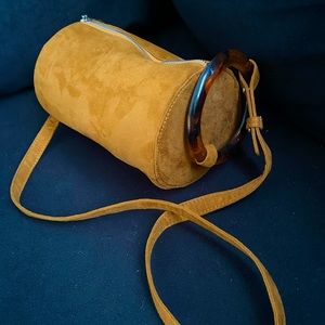 Toffee Brown Faux Suede 70s Inspired Crossbody Bag